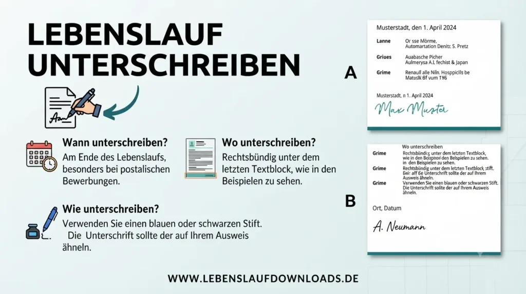 Lebenslauf unterschreiben