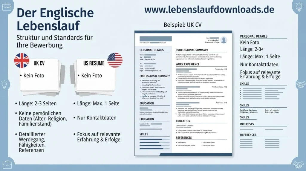englischer lebenslauf